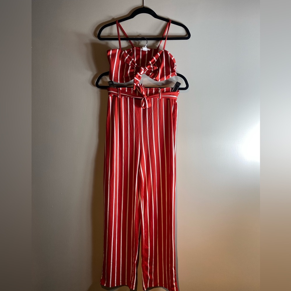 Red and white striped 2 piece set